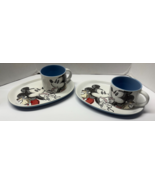 Mickey Mouse Disney Cup Mug Snack Plate Soup Sandwich Set Ceramic Set Of 2 - $650.41 MXN
