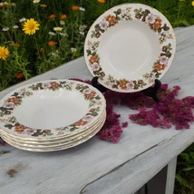 Vintage Barker Bros Royal Tudor Ware Soup Plates 5pc Rosina Ironstone RTDRTD5 - £36.72 GBP