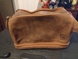 RUSTIC TOWN Genuine Leather Travel Toiletry Bag - Dopp Kit Organizer (Brown) - £27.14 GBP