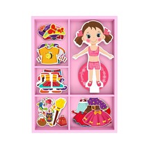 Magnetic Wooden Dress-Up Dolls Toy | Pretend Play Set Includes: 1 Wood Doll With - £27.17 GBP