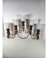 Vintage Wood With Gold Metal Twisted Rope Hanging Candle Holder Wall Sco... - $25.00