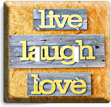 Live Laugh Love Rustic Wooden Design Double Light Switch Wall Plate Kitchen Room - £8.91 GBP