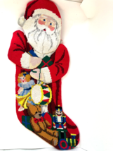 Santa Claus Christmas Stocking layered Cross Stitch 21&quot; - £19.98 GBP