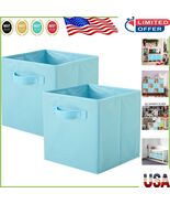 Light Blue Foldable Fabric Storage Cubes - 2 Pack, Ideal for Closet Orga... - $455.80 MXN