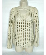 LS Laurie Women&#39;s Sweater Small Cream Scoop Neck Cut Out Long Sleeve - €18,83 EUR