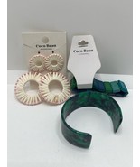 BOHO LOT of Coco Beau Accessories, 1 Earring, 2 Bracelets Blue Green Tan... - $348.94 MXN