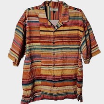 Tommy Bahama Men XL Silk Striped Colorful Button Down Short Sleeve Shirt - $58.41