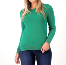 Belle Kim Gravel Solid Long Sleeve Sweater- EMERALD, SMALL - £22.36 GBP
