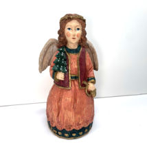 Vintage Christmas Hand-Painted &quot;Carved&quot; Resin 7&quot; Angel Tree Figurine Sculpture - £15.83 GBP