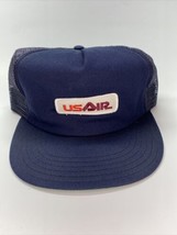 US Air Airways VTG Snapback Trucker Patch Hat Cap Mesh Blue USA - £38.52 GBP