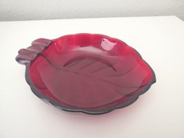 Vintage Anchor Hocking Ruby Red Leaf Shaped Shallow Tray - £14.70 GBP