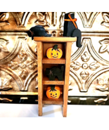 Halloween Decoration Cats Kittens Playing on Pumpkin Shelf Sitters Vtg - £12.62 GBP