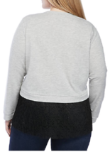 New Directions  2X Top High Low  L/S French Terry  Lace back Hem  Gray MSRP $48. - £13.25 GBP