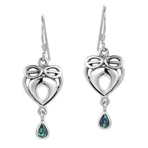 Infinite Love Celtic Heart Abalone Shell Inlaid .925 Silver Earrings - £14.84 GBP