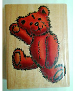 Teddy Bear Rubber Stamp Wood mount Inkadinkado - $3.00