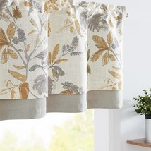 Linen Valance Double Layer Kitchen Window Curtain Yellow Leaf On Beige Valance F - £29.95 GBP