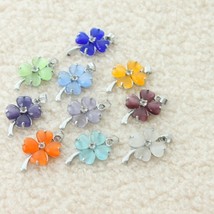 Lot Multi-color Four Leaf Gemstone Pendant Necklace Charm Jewelry Gift 10pcs - £18.08 GBP