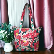 Vera Bradley Villager Tote Vintage Floral Messenger Bag Quilted Pink Handbag - £22.36 GBP