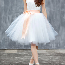 White Pink Tutu Tulle Skirt Outfit Custom Plus Size Ballerina Skirt image 10