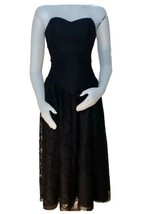 60s Strapless Corset Dress Womens 10 Black Lace NYE Cocktail Union Made USA - £67.82 GBP