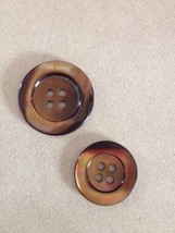 Pair of Vintage Brown Natural Mother of Pearl Shell Four Hole Buttons 2.... - $13.99
