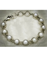 .925 Sterling Silver and Freshwater Button Pearl Bracelet - $256.67 CAD
