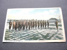 Drilling Recruits- Camp Custer, Michigan- 1920s Unposted Postcard. - $12.87