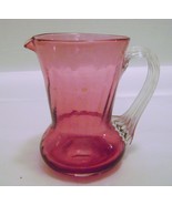 Vintage Pilgrim Glass Cranberry Pitcher with Applied Handle - £11.18 GBP