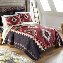 Donna Sharp Mojave Red Quilted Queen 3-Piece Set Lodge Southwest Rustic Gray New - £125.56 GBP
