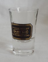 Silent Sam The Invisible Vodka 1 oz Shot Glass Barware Black Gold Logo - £2.34 GBP