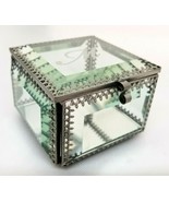 Nicole Miller Glass Hinged Trinket Box Mirrored Bottom Pretty Monogramme... - £13.49 GBP