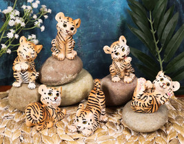 Ebros Jungle Playful Bengal Orange Tiger Cubs Mini Figurines Forest Tigers - $38.99