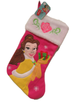 Disney&#39;s Belle Holding A Green Present 16.75&quot; Christmas Stocking by Ruz - £20.77 GBP