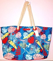 Margaritaville Tote Bag Blue Red Canvas Beach Tropical Island Rainforest... - $34.99