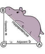 Dad Joke, Math Hippo Hypotenuse Metal Enamel Pin - New Fun Math Pin - $94.48 MXN