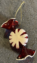 Red Art Glass Peppermint Patty Blown Glass Hand Spun Christmas Ornament - £11.01 GBP