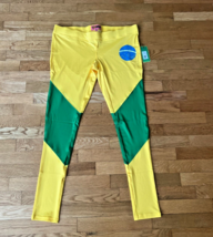 Tipsy Elves Leggings Womens xl  Yellow Brazil Low Rise Soccer - £18.99 GBP