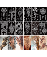 XMASIR 12 Sheets Henna Tattoo Stencils, Glitter Airbrush Hand Temporary ... - £9.34 GBP