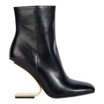 Azalea Wang Arianna Smooth Vegan Leather Bootie Women’s Size 9 Black Gol... - $76.94