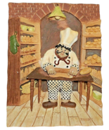 3D Baker with bread rolls Hand-painted Signed Artisan Ceramic Wall Tile NEW - £12.75 GBP