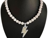 Iced Ball Crystal Beaded Baseball Pollyanna Necklace with Lightning Bolt... - £20.12 GBP+