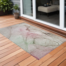 2&#39; X 3&#39; Gray and Pink Abstract Washable Non Skid Indoor Outdoor Area Rug - $60.99