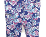 Chicos Cropped Zip Cargo Pants Royal Blue Paisley Print Cuff Leg Sz 1 M 8 - $24.70