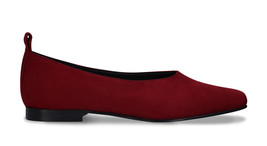 Ballerines véganes chaussures pour femme avec talon plat effet daim rouge doublé - £93.65 GBP