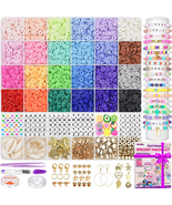 6000 Clay Beads Bracelet Making Kit, 24 Colors Flat Preppy Beads for Fri... - £20.73 GBP+