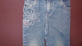 Blue Jeans Denim Floral Embroidery Faded Size 4T  Carters Kids Girls - £8.02 GBP