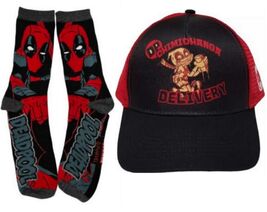 Marvel Deadpool Chimichanga Delivery No Sweat Adjustable Hat + 1 Pair Cr... - $29.69