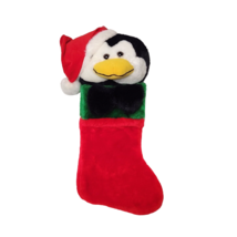18&quot; Vintage Santa&#39;s Best Penguin Red Christmas Stocking Stuffed Animal Plush - £44.80 GBP