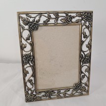 Vintage Connoisseur Picture Frame 3.5x5&quot; BRASS ROSES Filigree Deco photo... - $27.00