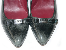 NEW COSTUME NATIONAL patent leather pumps heels shoes $754 37 charcoal designer - £136.89 GBP